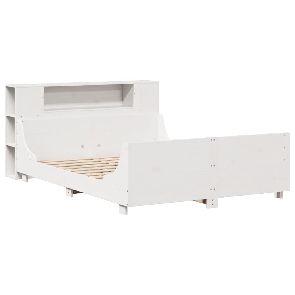 Bed Frame without Mattress White 135x190 cm Double Solid Wood Pine