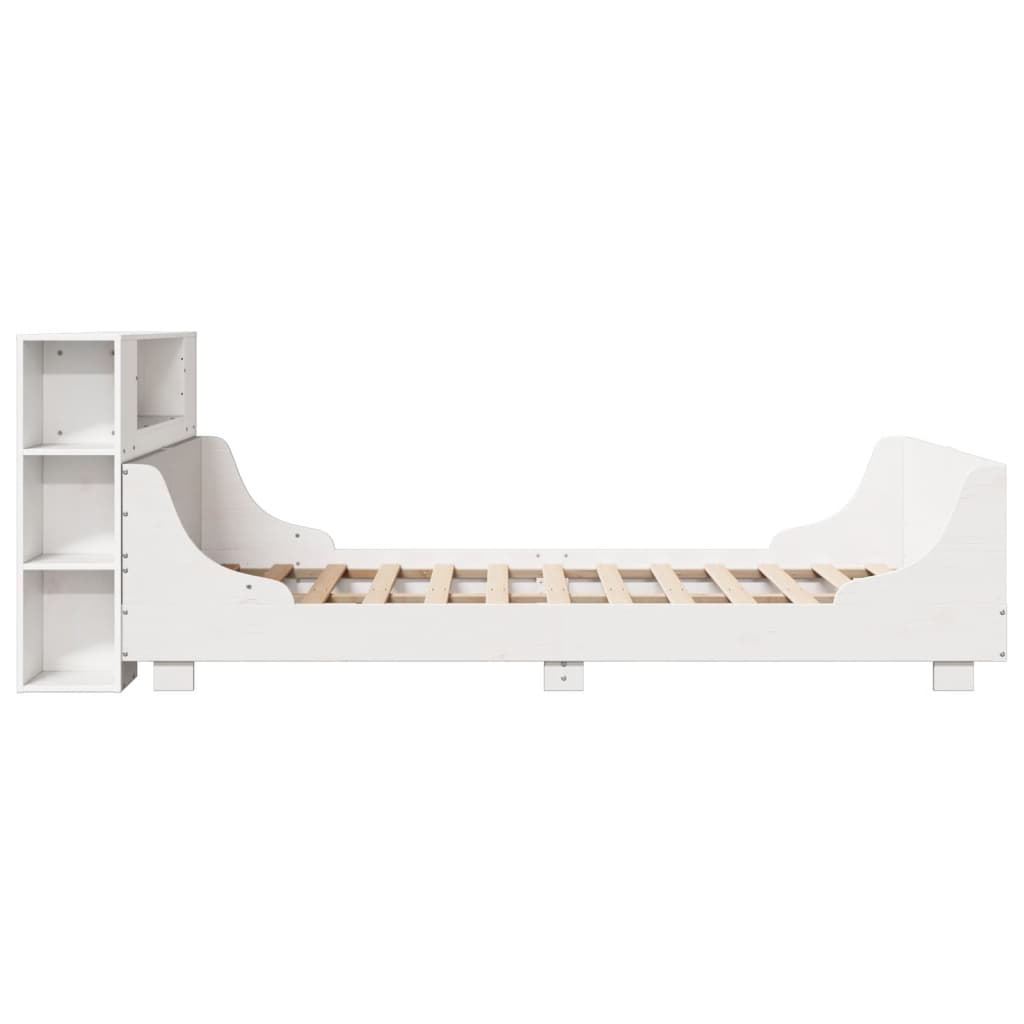 Bed Frame without Mattress White 135x190 cm Double Solid Wood Pine