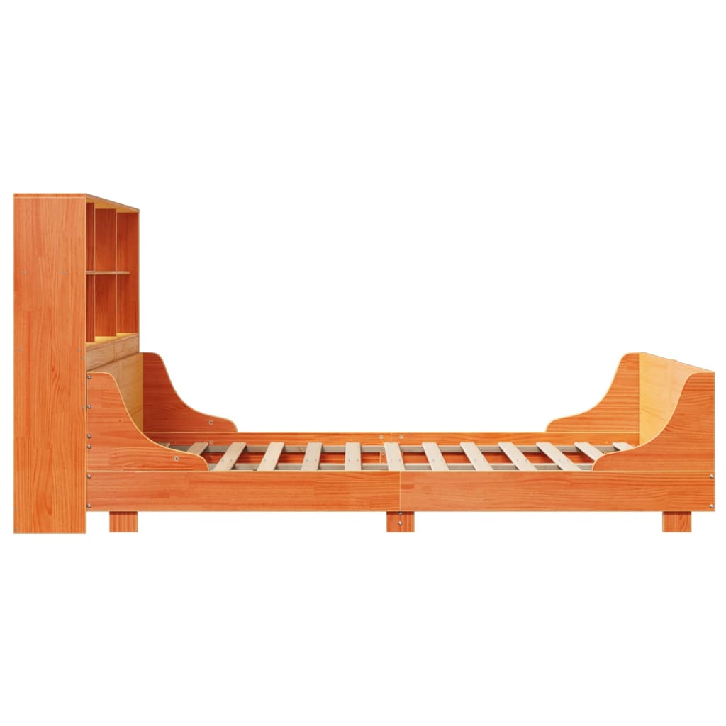 Bookcase Bed without Mattress Wax Brown 140x200 cm Solid Wood
