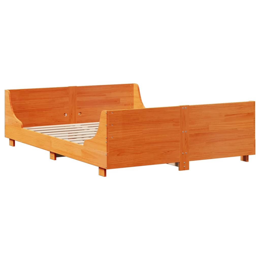 Bookcase Bed without Mattress Wax Brown 120x200 cm Solid Wood