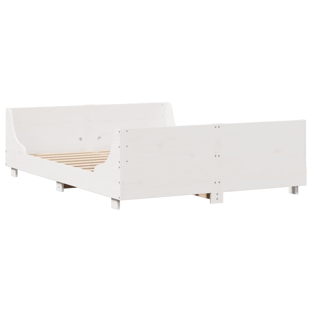 Bookcase Bed without Mattress White 140x190 cm Solid Wood