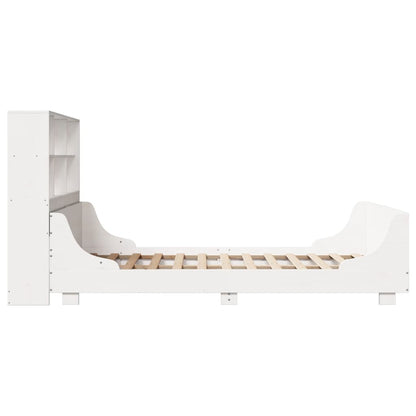 Bookcase Bed without Mattress White 140x190 cm Solid Wood