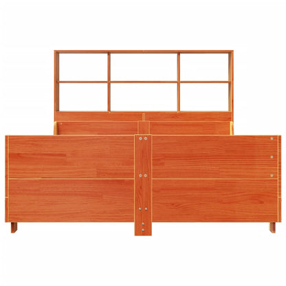 Bookcase Bed without Mattress Wax Brown 140x190 cm Solid Wood