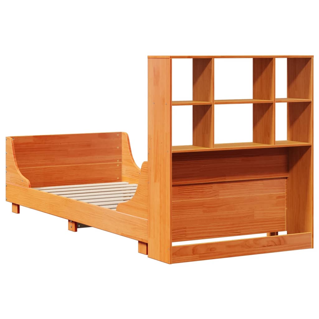 Bookcase Bed without Mattress Wax Brown 75x190 cm Small Single Solid Wood