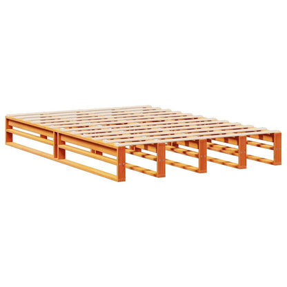 Bookcase Bed without Mattress Wax Brown 150x200 cm King Size Solid Wood
