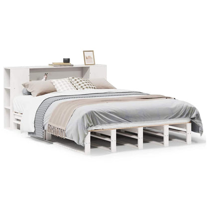 Bookcase Bed without Mattress White 140x190 cm Solid Wood