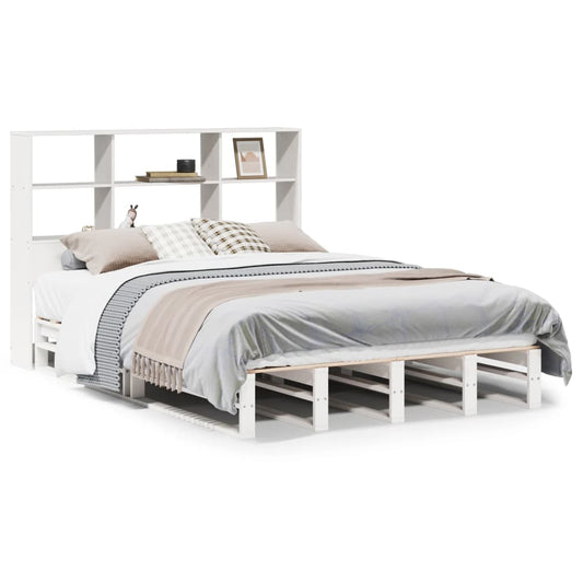 Bookcase Bed without Mattress White 160x200 cm Solid Wood