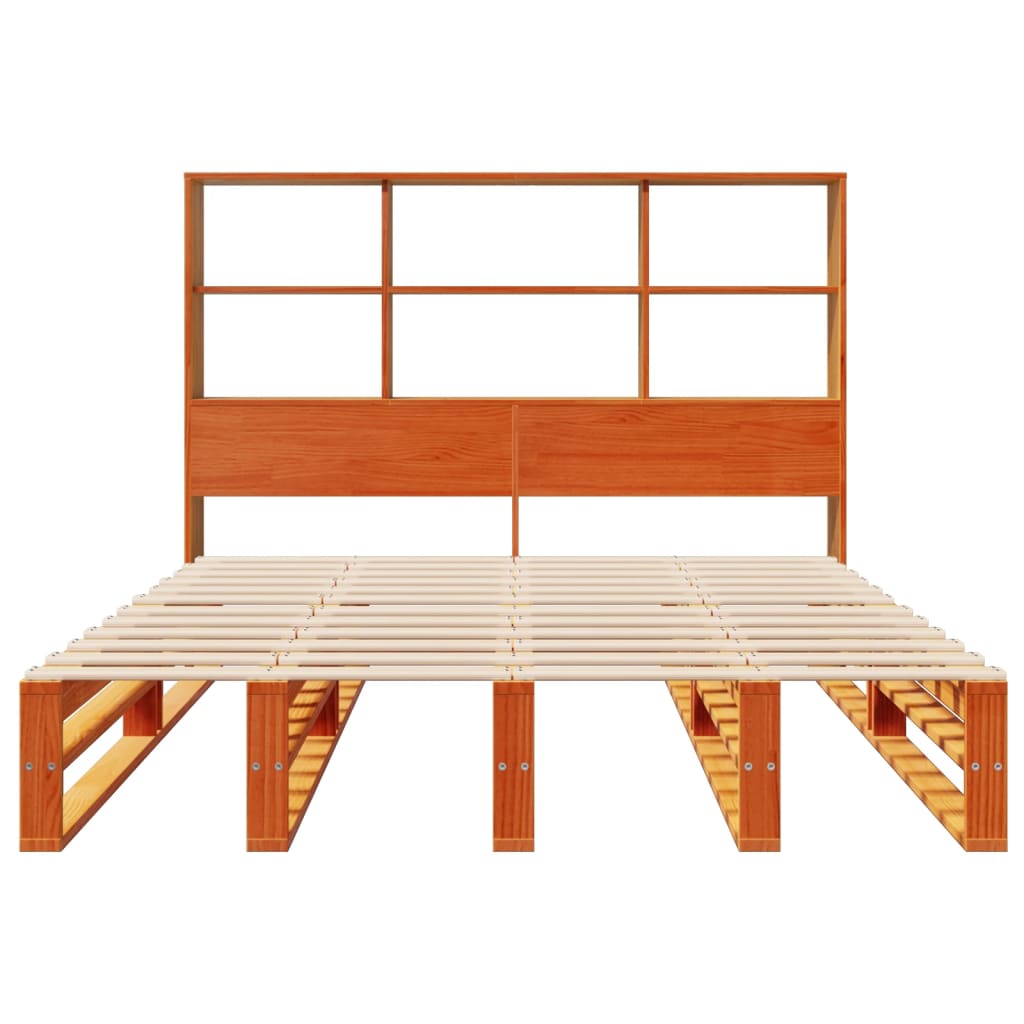 Bookcase Bed without Mattress Wax Brown 120x190 cm Small Double Solid Wood