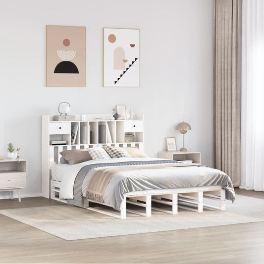 Bookcase Bed without Mattress White 160x200 cm Solid Wood Pine