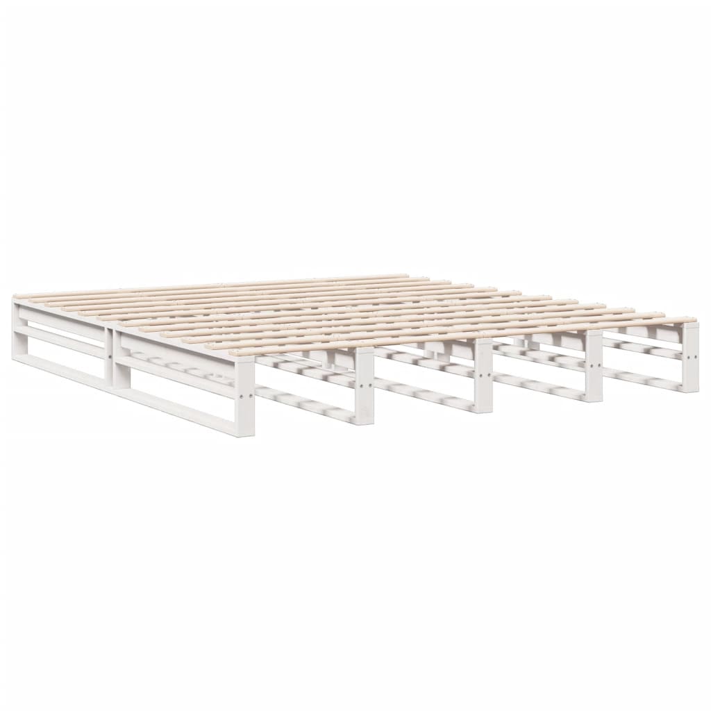 Bookcase Bed without Mattress White 180x200 cm Super King Solid Wood Pine