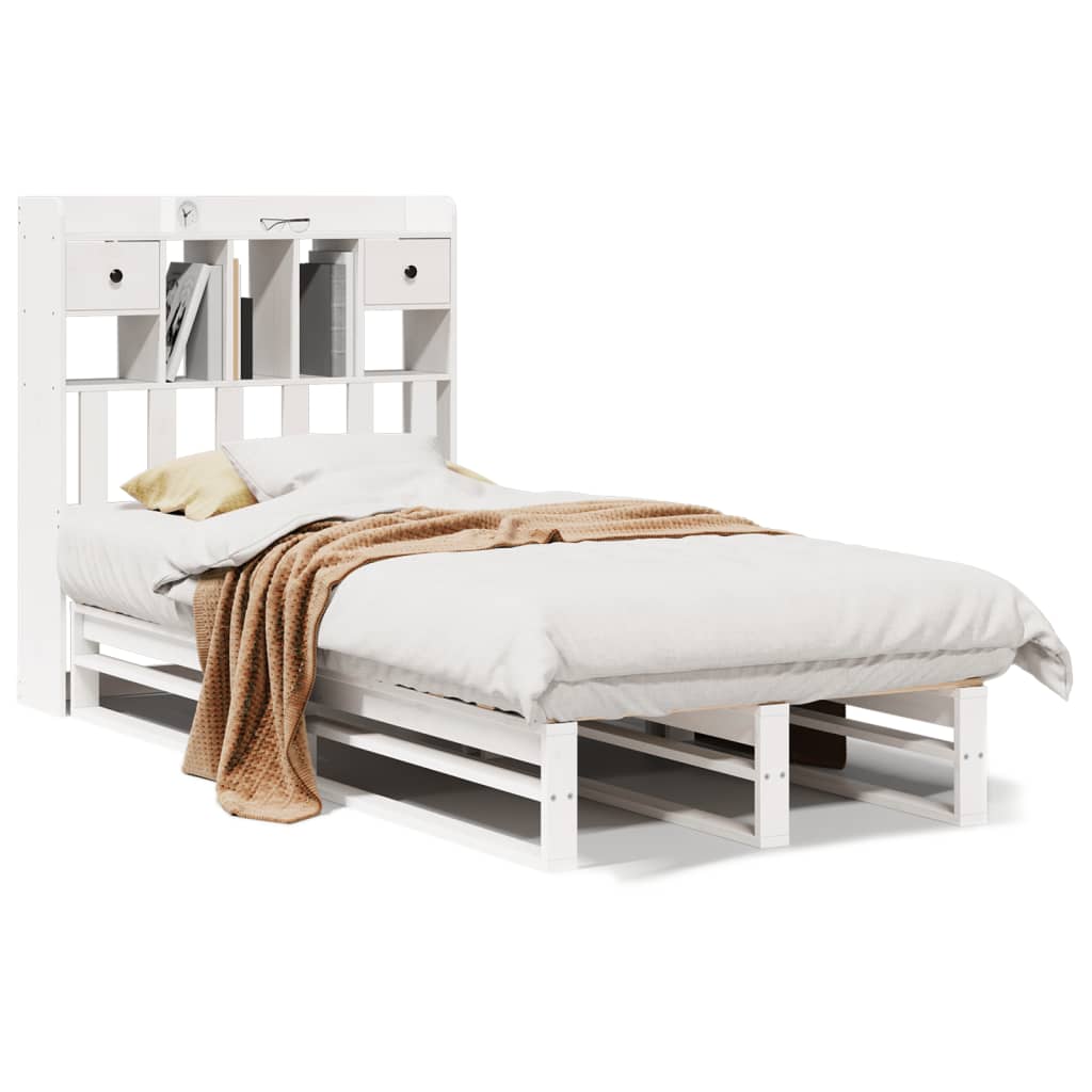 Bookcase Bed without Mattress White 75x190 cm Small Single Solid Wood Pine