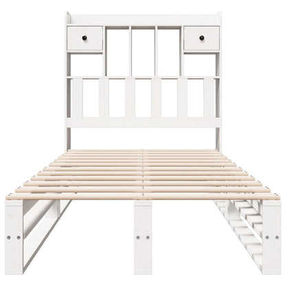 Bookcase Bed without Mattress White 75x190 cm Small Single Solid Wood Pine