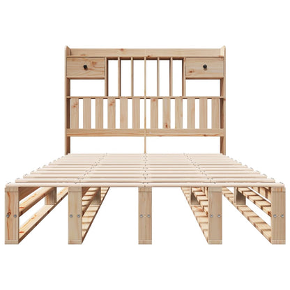 Bookcase Bed without Mattress 135x190 cm Double Solid Wood Pine
