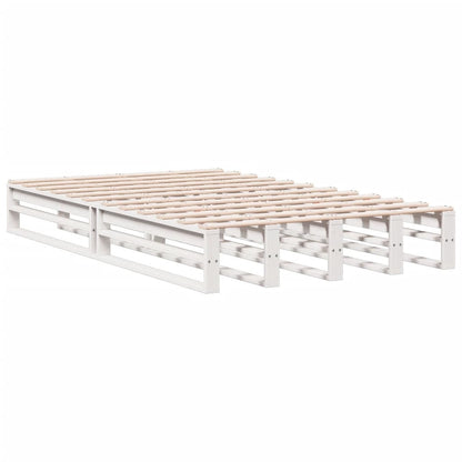 Bookcase Bed without Mattress White 135x190 cm Double Solid Wood Pine