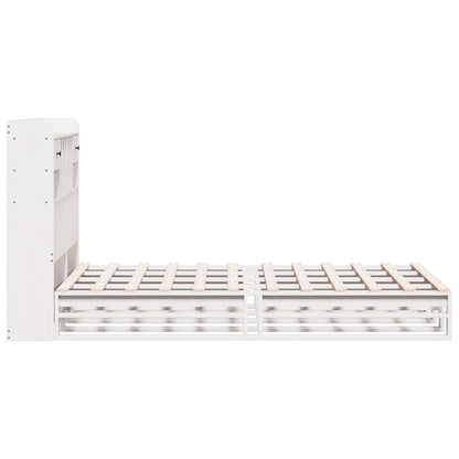 Bookcase Bed without Mattress White 135x190 cm Double Solid Wood Pine