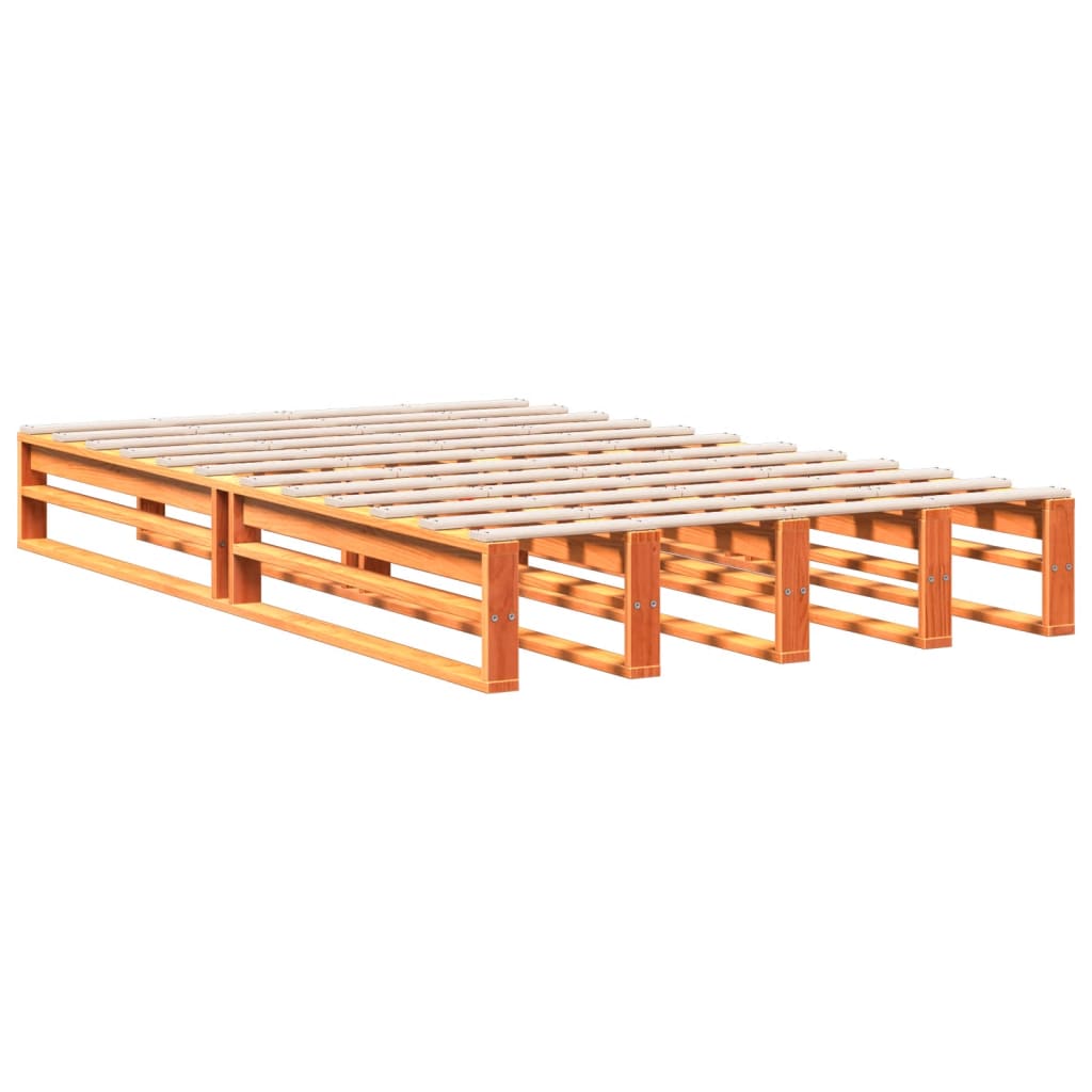 Bookcase Bed without Mattress Wax Brown 135x190 cm Double Solid Wood Pine