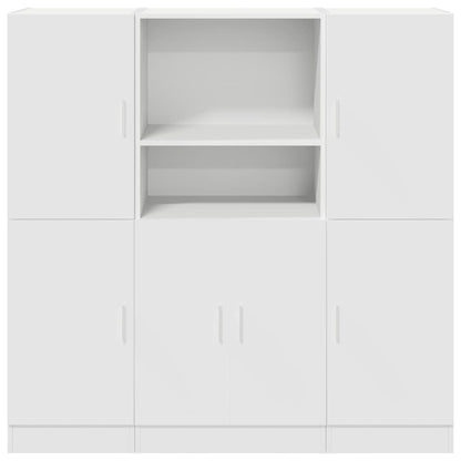 3 Piece Kitchen Cabinet Set White Engineered Wood