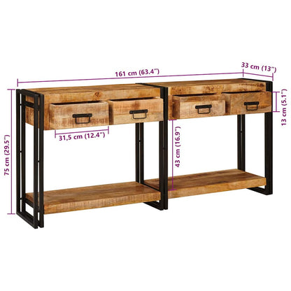 Console Tables 2 pcs Brown 161 x 33 x 75 cm Solid Mango Wood