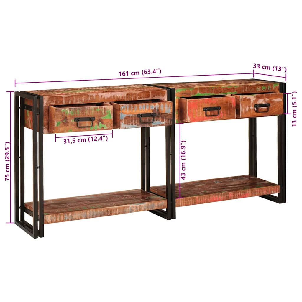 Console Tables with Drawer 2 pcs Multicolour 161 x 33 x 75 cm