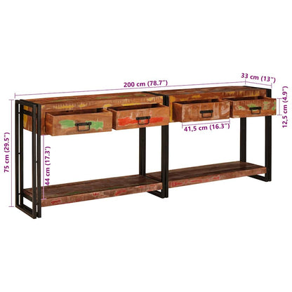 Console Tables with Drawer 2 pcs Multicolour Solid Reclaim Wood