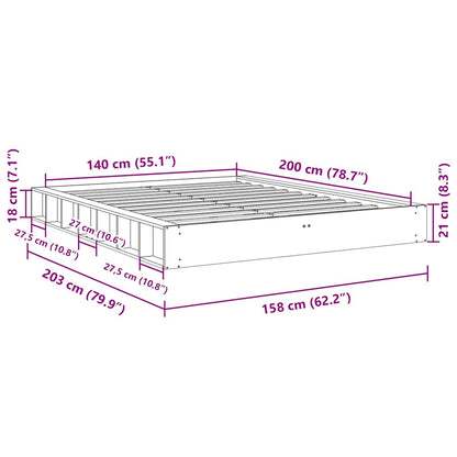 Bed Frame | Oak | Solid Oak Wood, Plywood Slats | Double | Bed Frame