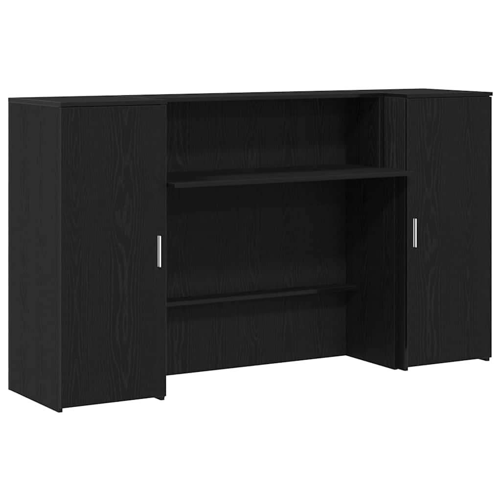 Reception Desk Black Oak 180x50x103.5 cm Engineered Wood