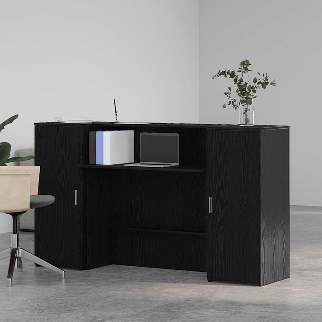 Reception Desk Black Oak 180x50x103.5 cm Engineered Wood