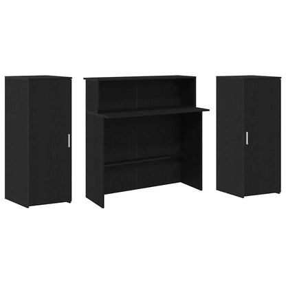 Reception Desk Black Oak 180x50x103.5 cm Engineered Wood
