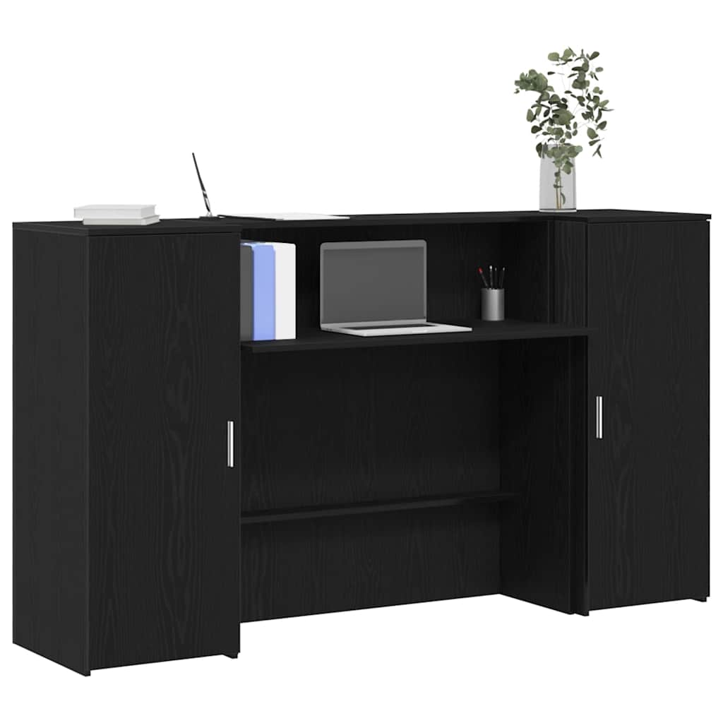 Reception Desk Black Oak 180x50x103.5 cm Engineered Wood