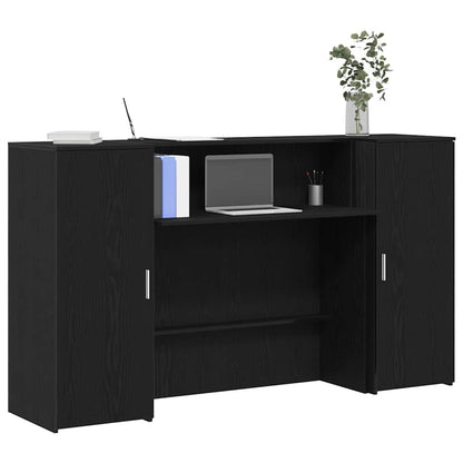 Reception Desk Black Oak 180x50x103.5 cm Engineered Wood