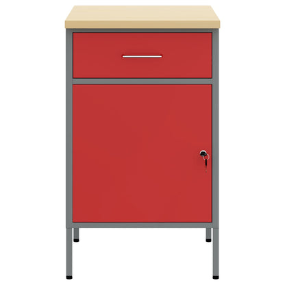 Work Bench with Drawer with Lock Red and Grey 50 x 55 x 85 cm