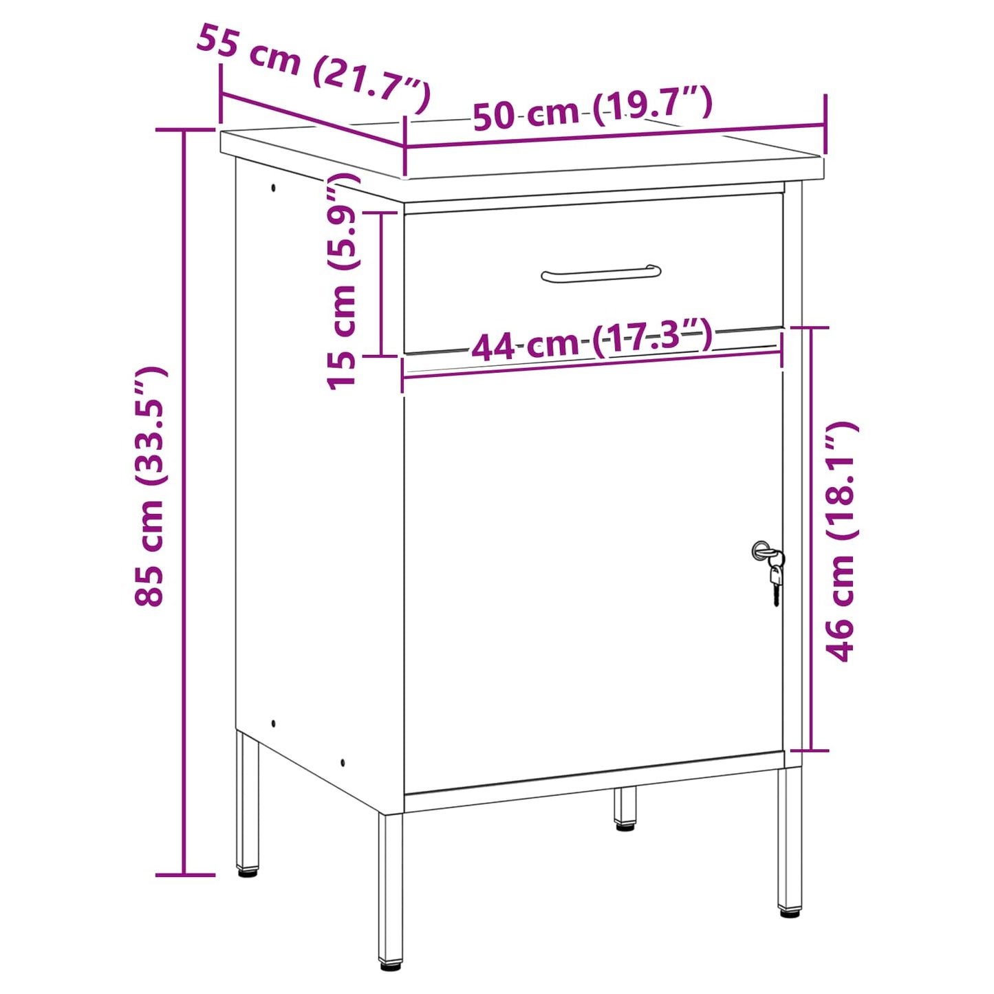 Work Bench with Drawer with Lock Red and Grey 50 x 55 x 85 cm
