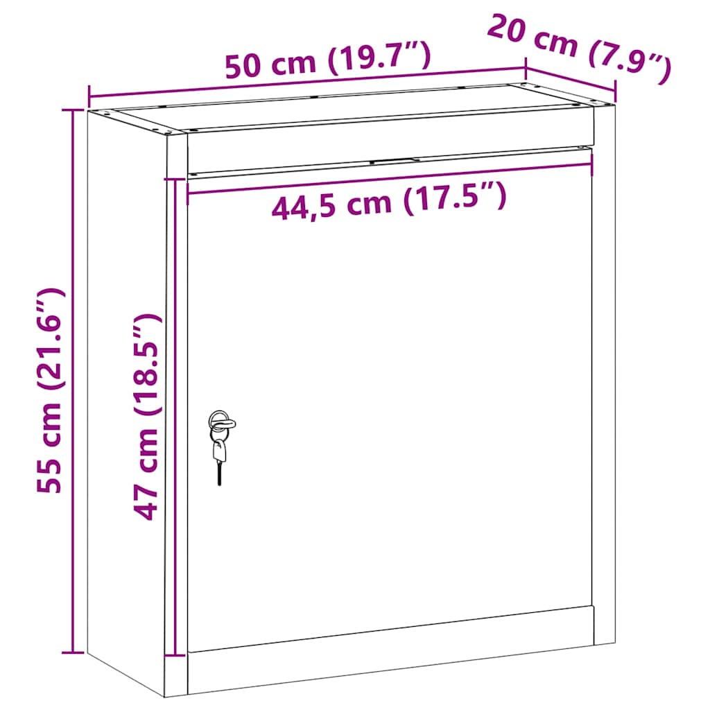 Tool Cabinet with Shelf Black and Grey 50 x 20 x 55 cm