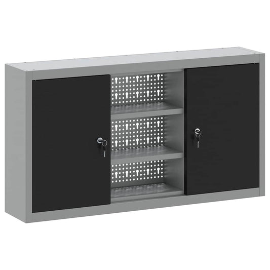 Tool Cabinet with Shelf Black and Grey 100 x 20 x 55 cm