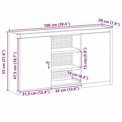 Tool Cabinet with Shelf Black and Grey 100 x 20 x 55 cm