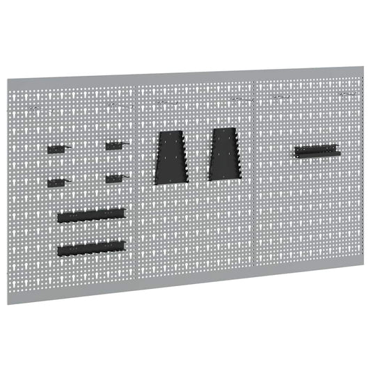Tool Wall Panel 3 pcs Grey 150 x 1 x 80 cm Steel