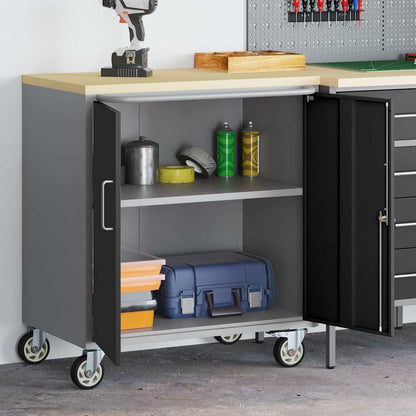 Trolley Rolling Workbench Black and Grey 75 x 45 x 85 cm
