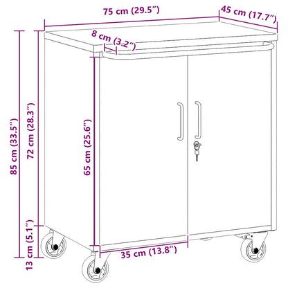 Trolley Rolling Workbench Black and Grey 75 x 45 x 85 cm