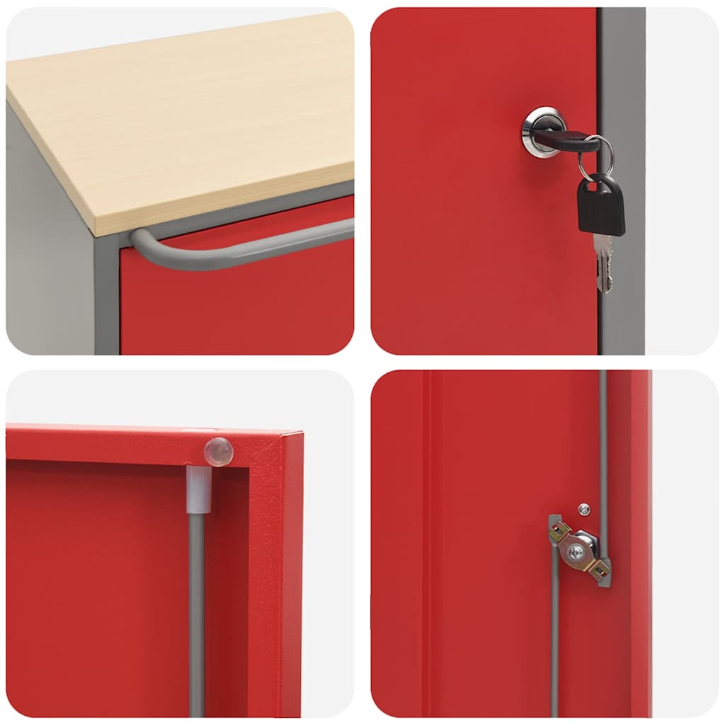 Trolley Rolling Workbench Red and Grey 75 x 45 x 85 cm