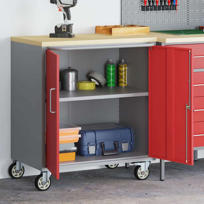 Trolley Rolling Workbench Red and Grey 75 x 45 x 85 cm