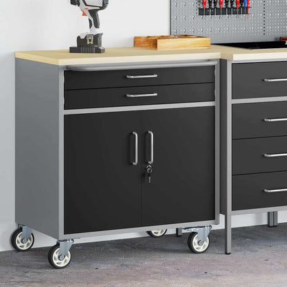 Trolley Rolling Workbench Black and Grey 75 x 45 x 85 cm
