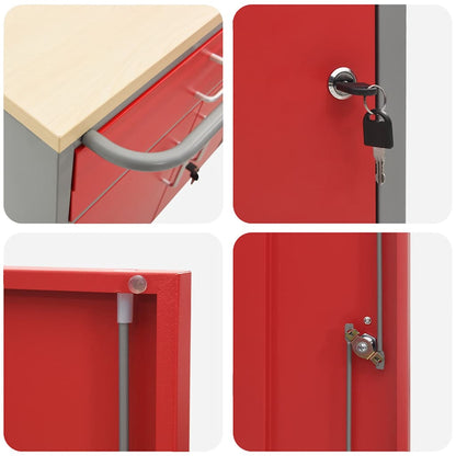 Trolley Rolling Workbench Red and Grey 75 x 45 x 85 cm