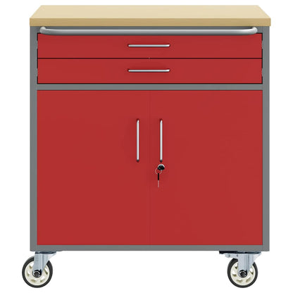 Trolley Rolling Workbench Red and Grey 75 x 45 x 85 cm