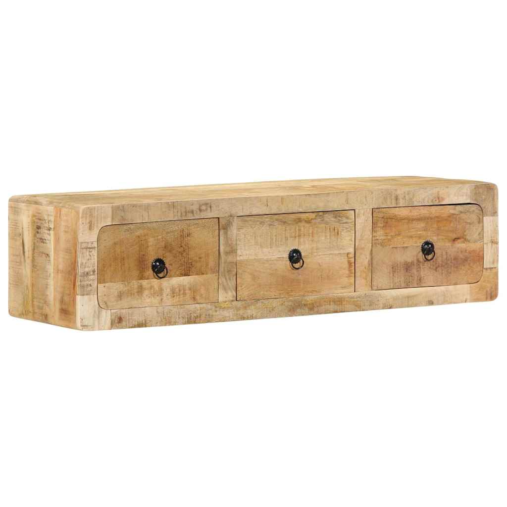 Wall-mounted TV Cabinet 100x32x25 cm Solid Wood Rough Mango