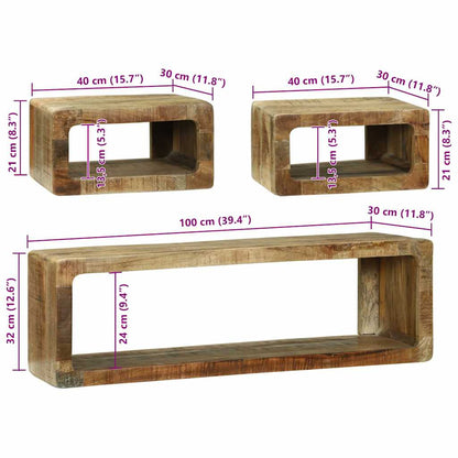 TV Cabinet Set with Shelf 3 pcs Brown Solid Mango wood