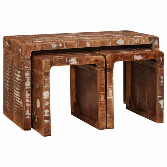 Nesting Table 3 pcs Brown 82 x 40 x 46 cm Solid Reclaim Wood