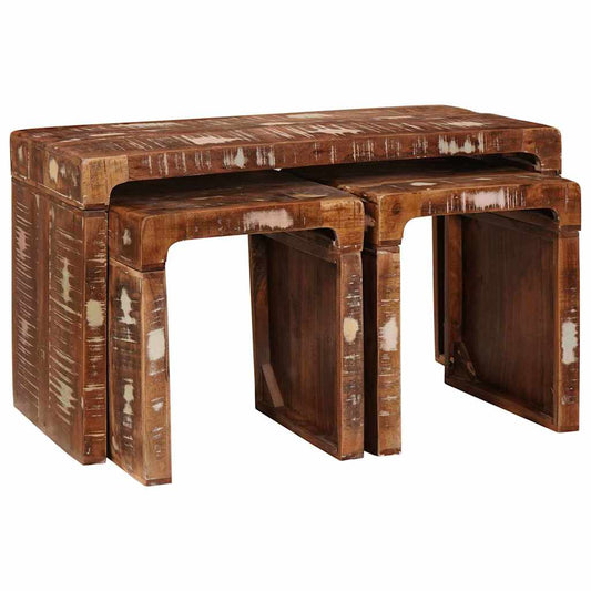 Nesting Table 3 pcs Brown 82 x 40 x 46 cm Solid Reclaim Wood