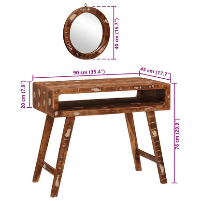 Dressing Table Brown 90 x 76 x 45 cm Solid Reclaim Wood