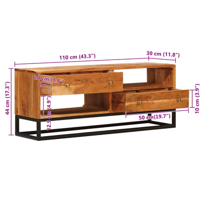 TV Cabinet Natural 110 x 30 x 44 cm Solid Acacia Wood