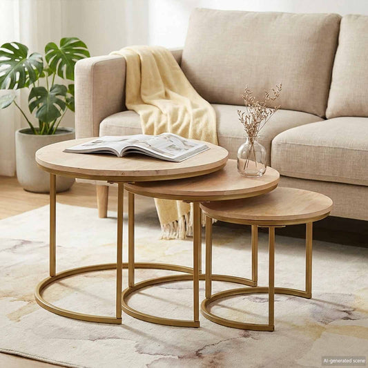 Nesting Coffee Tables 3 pcs Brown 60 x 60 x 45 cm